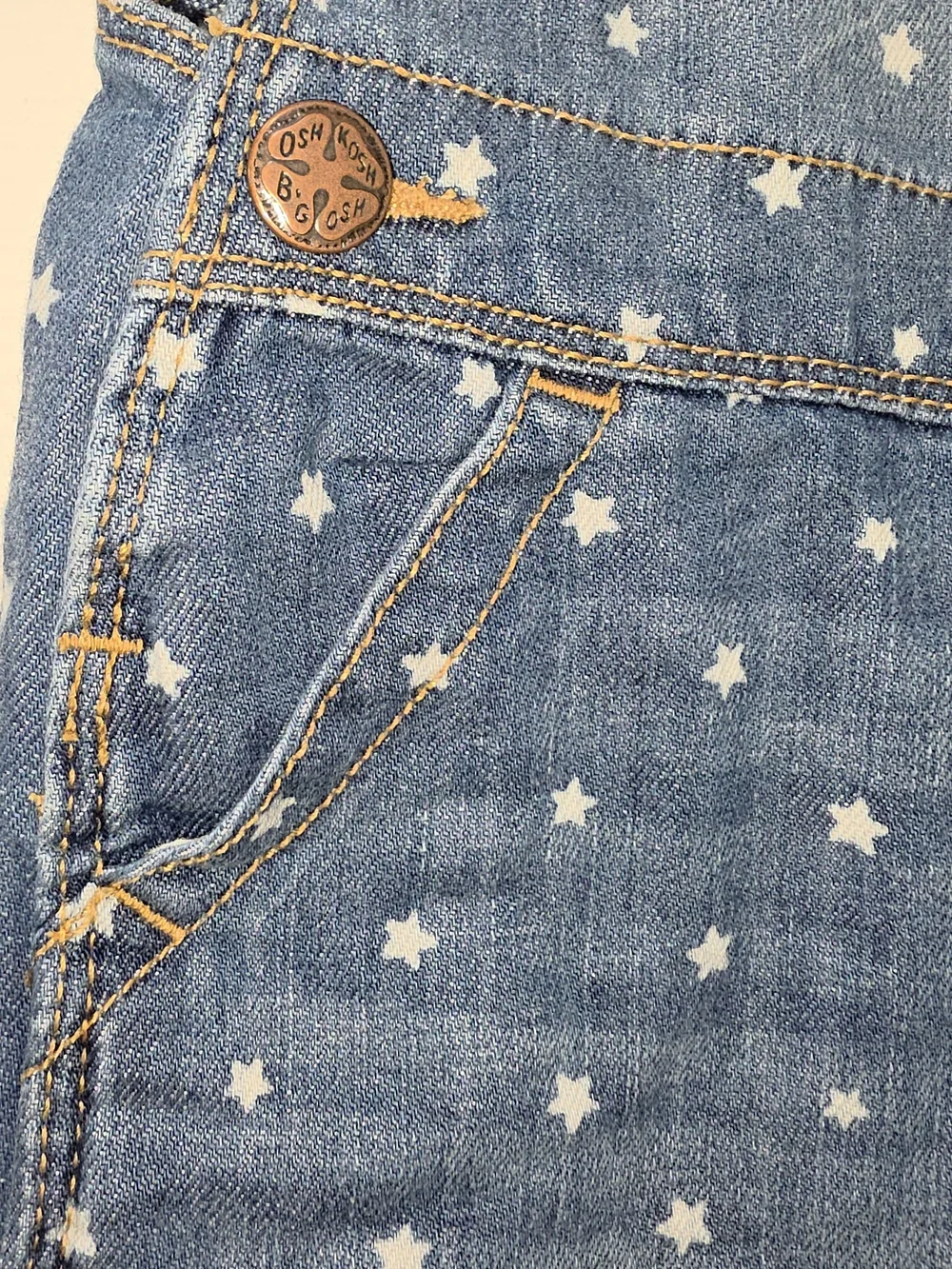 OshKosh B'gosh Girls' Blue Star Print Denim Short Overalls, Size 5T